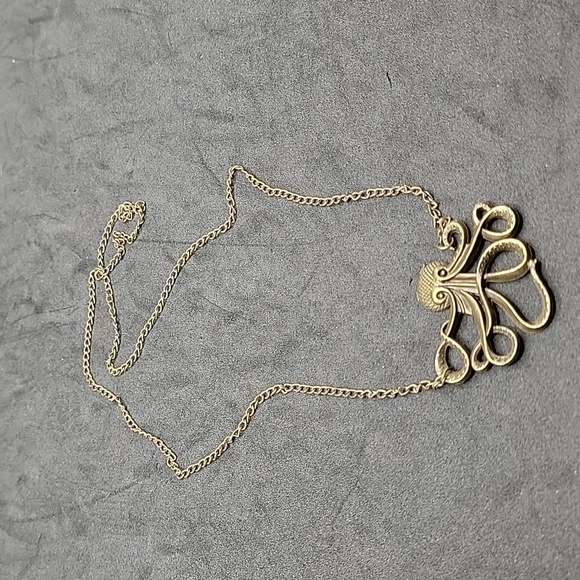 Bronze Tone Octupus Kraken Pendant Necklace Chain Pirate Sea Ocean Steampunk - Picture 1 of 16